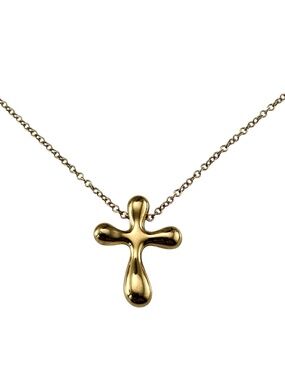 Tiffany & Co. Elsa Peretti 18K Yellow Gold Cross Pendant Necklace #24543
